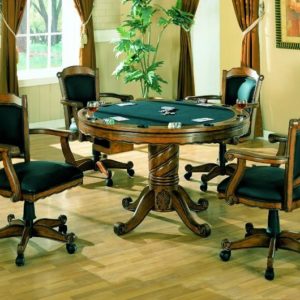 Turk 3-in-1 Round Pedestal 5 pc Game Table Set