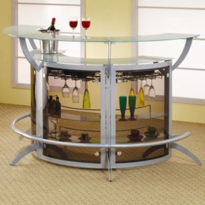 3 pc Silver Contemporary Bar Unit
