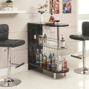 Black Contemprorary Bar Table with Stools Set