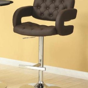 Contemporary Adjustable Height Brown Bar Stool