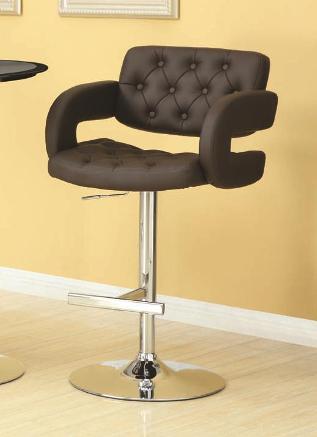 Contemporary Adjustable Height Brown Bar Stool