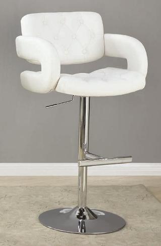 Contemporary Adjustable Height White Bar Stool
