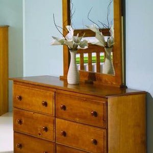 Honey Oak Dresser & Mirror