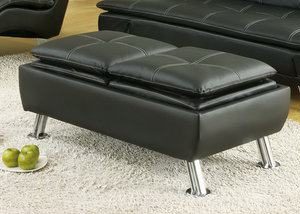 Leather Like Vinyl Black Storage Ottoman