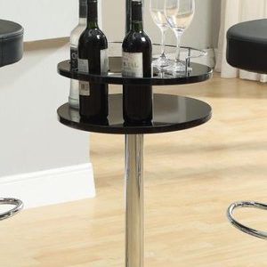 Tempered Glass Top Bar Table with Storage