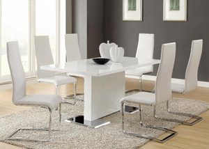Modern White 5 pc Dining Room Set with White Chairs