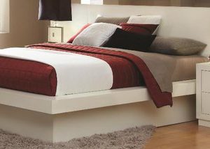 Jessica White Queen Size Platform Bed & (2) Panel Nightstands Set