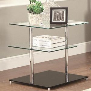 Square Tempered Glass Tiered End Table