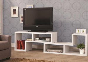 White Convertible TV Console and Bookcase Combination