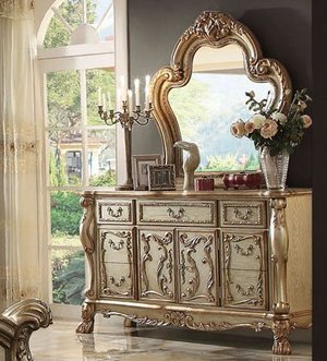 Dresden Gold Patina Dresser & Mirror