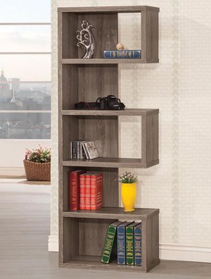 Bookcases Weathered Grey Semi-Backless