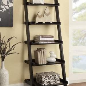 Cappuccino Ladder Bookcase with 5 Shelves