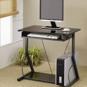 Tempered Glass Computer Desk with Keyboard Tray