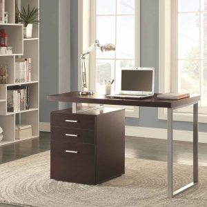 Cappuccino Writing Desk with File Drawer and Reversible Set-Up