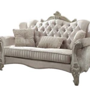 Versailles Bone White Finish/ Ivory Velvet  Love Seat