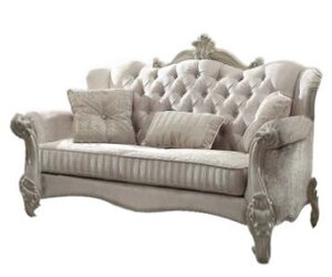 Versailles Bone White Finish/ Ivory Velvet Love Seat