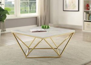 Faux Carrera Marble Top Coffee Table