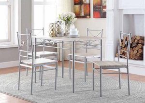 Brushed Silver 5 Piece Dining Room Set