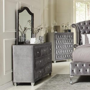 Deanna Upholstered Arched Frame Dresser & Mirror