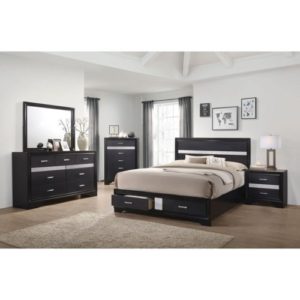 Miranda California King Storage Bed, Dresser, Mirror, & Nightstand