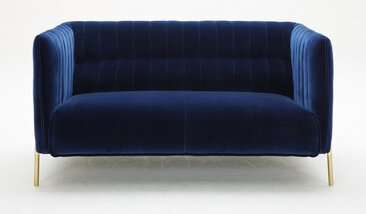 Deco Blue Fabric Sofa and Love Seat - Image 2