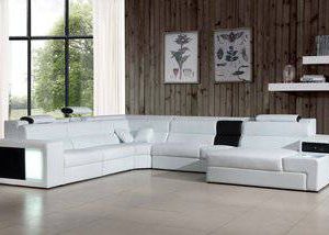 Divani Casa Polaris - Contemporary Bonded Leather White Sectional Sofa