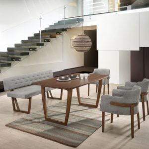 Modrest Jordan Modern Walnut & Grey Dining Set