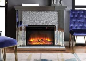 Noralie Mirrored & Faux Diamond Fireplace