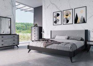Nova Domus Panther Contemporary Grey & Black Queen Bedroom Set