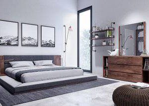 Nova Domus Jagger Queen Modern Dark Grey & Walnut Bedroom Set