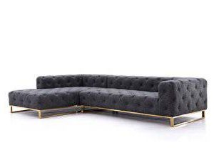 Divani Casa Willa Modern Grey Fabric Sectional Sofa