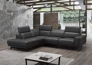 Davenport Leather Sectional in Grey