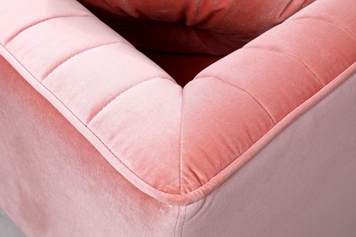 Divani Casa Rachel Modern Pink Velvet Sectional Sofa - Image 3