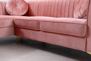 Divani Casa Rachel Modern Pink Velvet Sectional Sofa - Image 2
