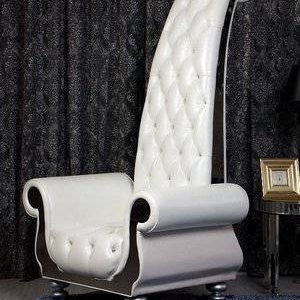 Divani Casa Luxe - Neo-Classical Pearl White Italian Leather Tall Chair