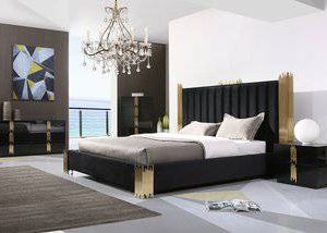 Modrest Token Modern Queen Black & Gold Bedroom Set
