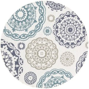 Alfresco Teal 5'3" Round Rug