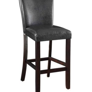 2 Wooden Black Leatherette Bar Stools