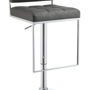 Chrome Grey Leatherette Bar Stool