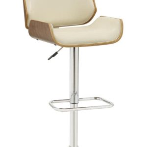 White Contemporary Leatherette Bar Stool