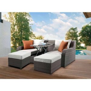 Salena Patio Adjustable Sectional/ Sofa & 2 Ottomans