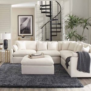 Hobson Off-White Sectional & Ottoman