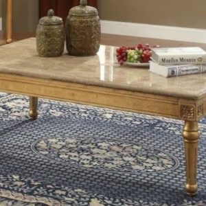 Daesha Marble Top & Antique Gold Coffee Table