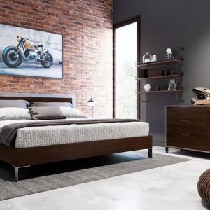 Nova Domus Conner Modern Dark Walnut & Faux Concrete Queen Bedroom Set