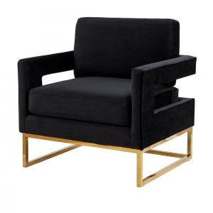 Modrest Edna - Modern Black Velvet & Gold Accent Chair