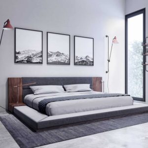Nova Domus Queen Size Jagger Modern Dark Grey & Walnut Bed
