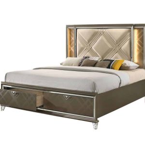 Skylar Dark Champagne LED Light Full Size Bed