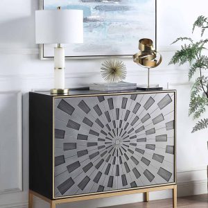 Quilla Black, Gray, and Brass Cabinet
