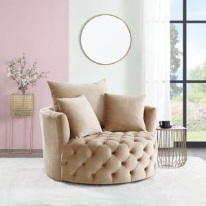 Zunyas Beige Swivel Accent Chair