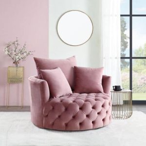 Zunyas Pink Swivel Accent Chair